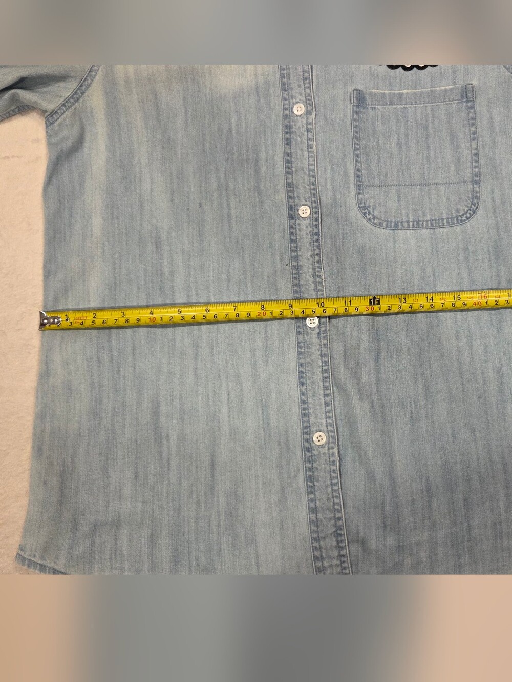 RAILS CLEOPATRA Light Wash Denim Button-Up Shirt with Eye Patch, Size XS. - Picture 12 of 15